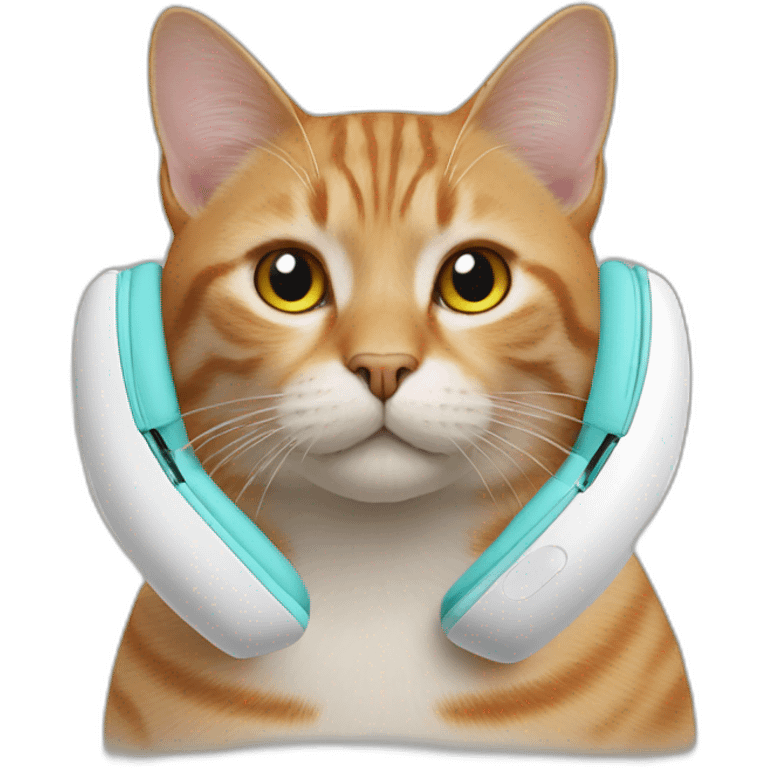 cat  airpods max on head emoji