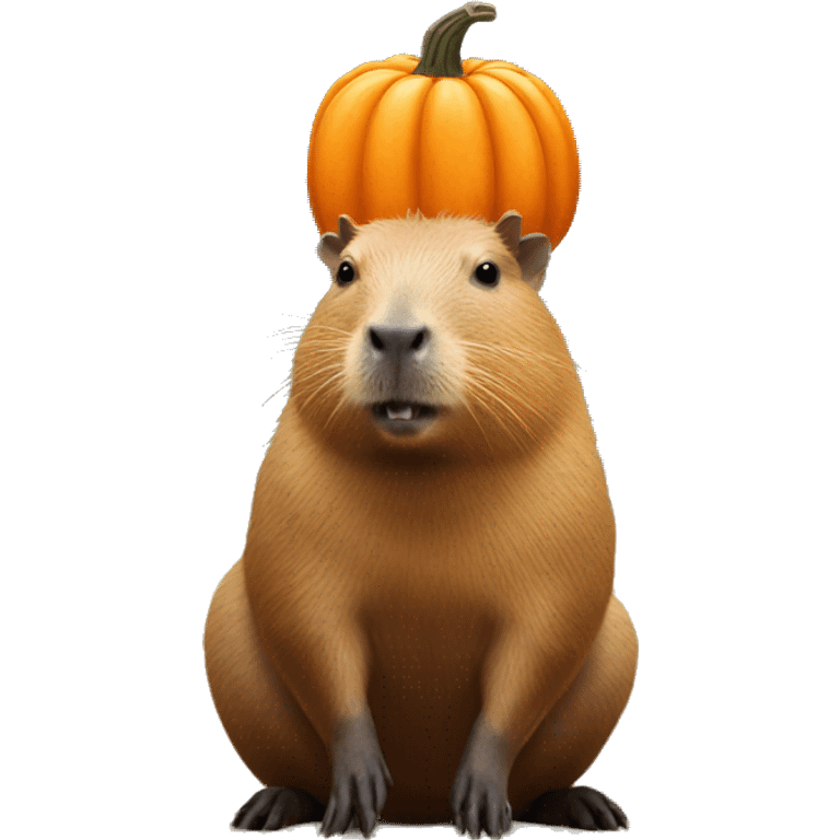 Capybara with pumpkin on head emoji