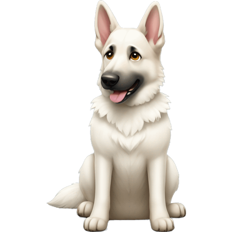 White German shepherd sitting full body emoji