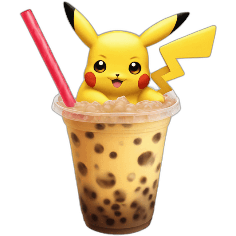 Pikachu qui boit un bubble tea emoji