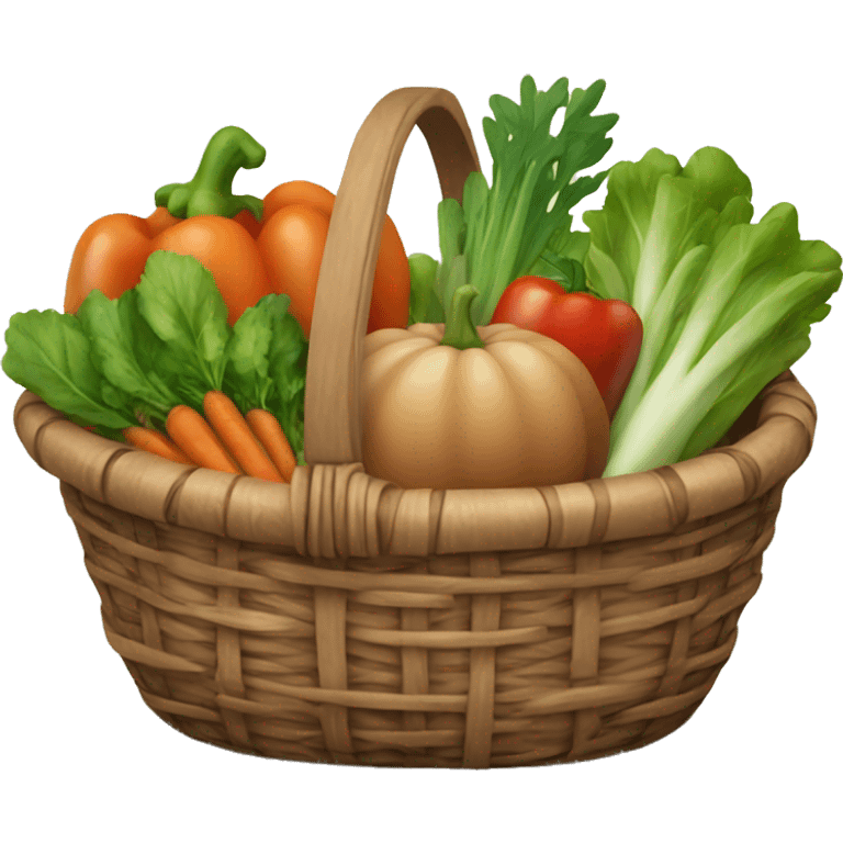 Brown basket with garden vegetables  emoji