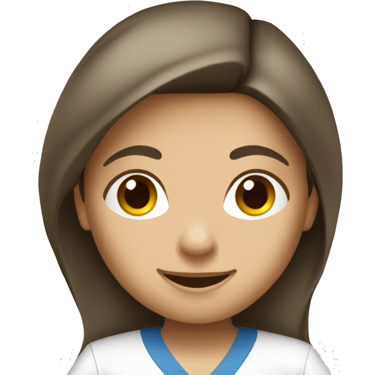 Brunette Female nurse long hair playing tennis emoji