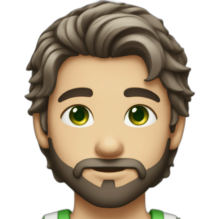 Boy beard green eyes silky hair emoji