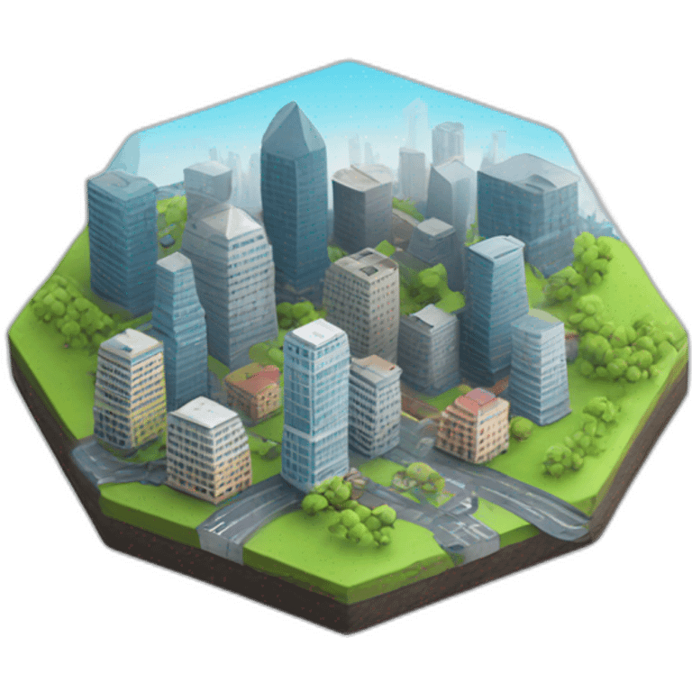 mini city on a hexagon emoji