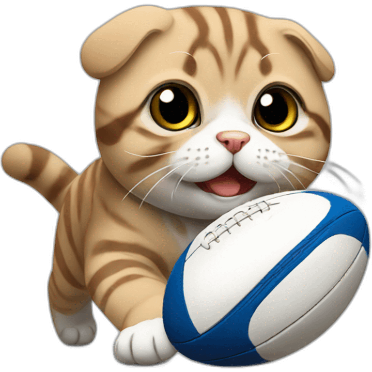 scottish fold playing rugby emoji