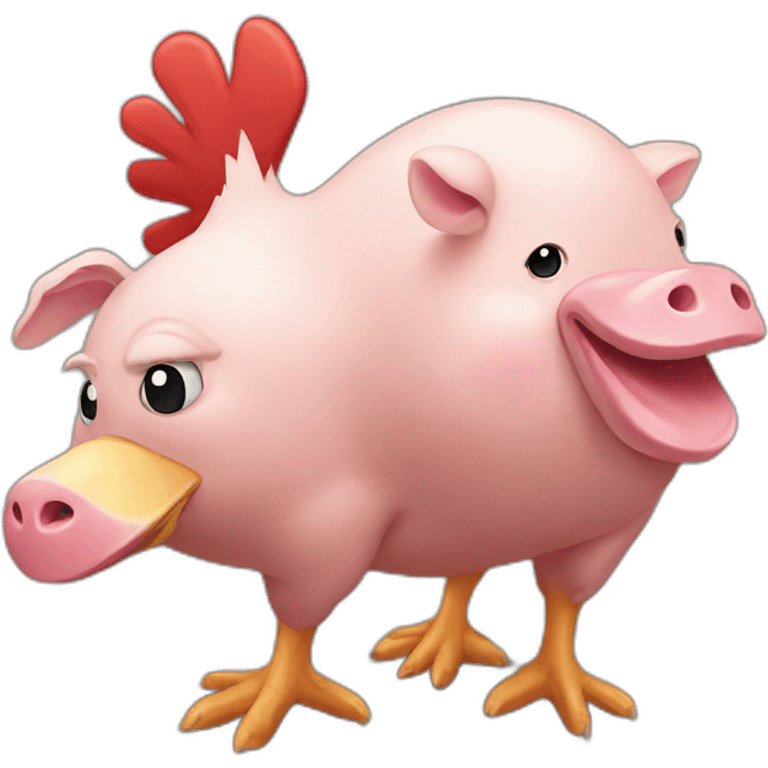 a chicken riding a pig emoji