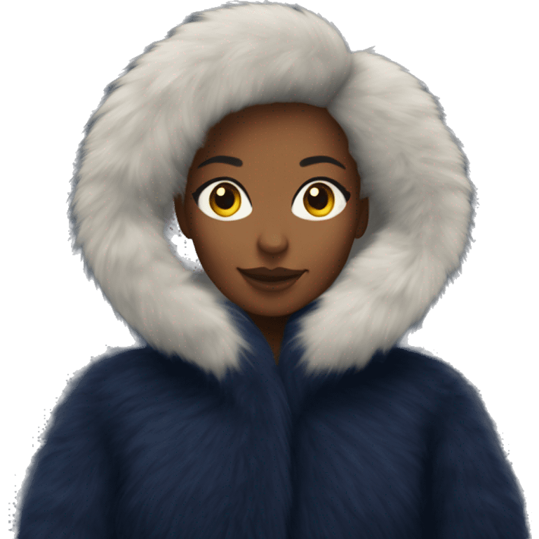 A womens Navy blue Fur coat emoji