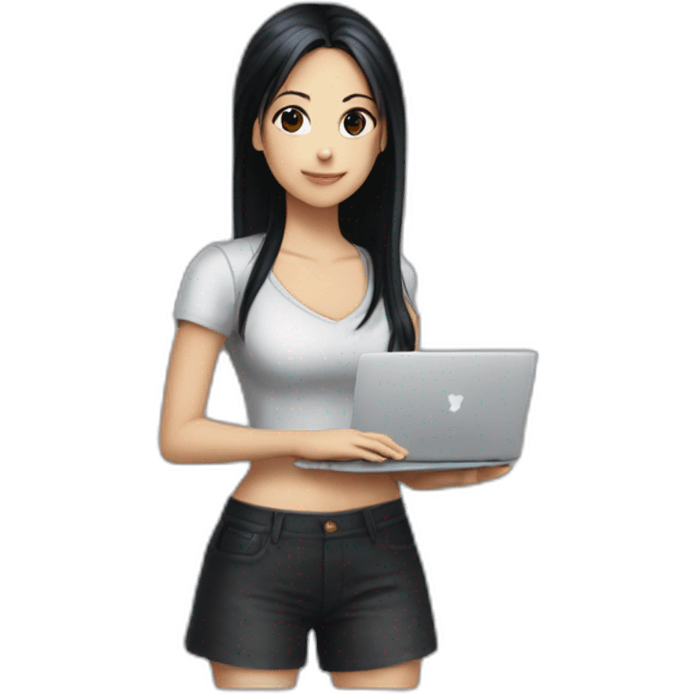 nico robin  with a macbook emoji