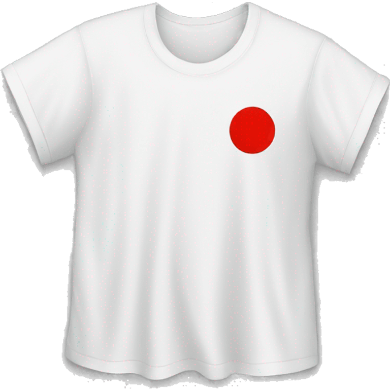 white t-shirt with red spot emoji