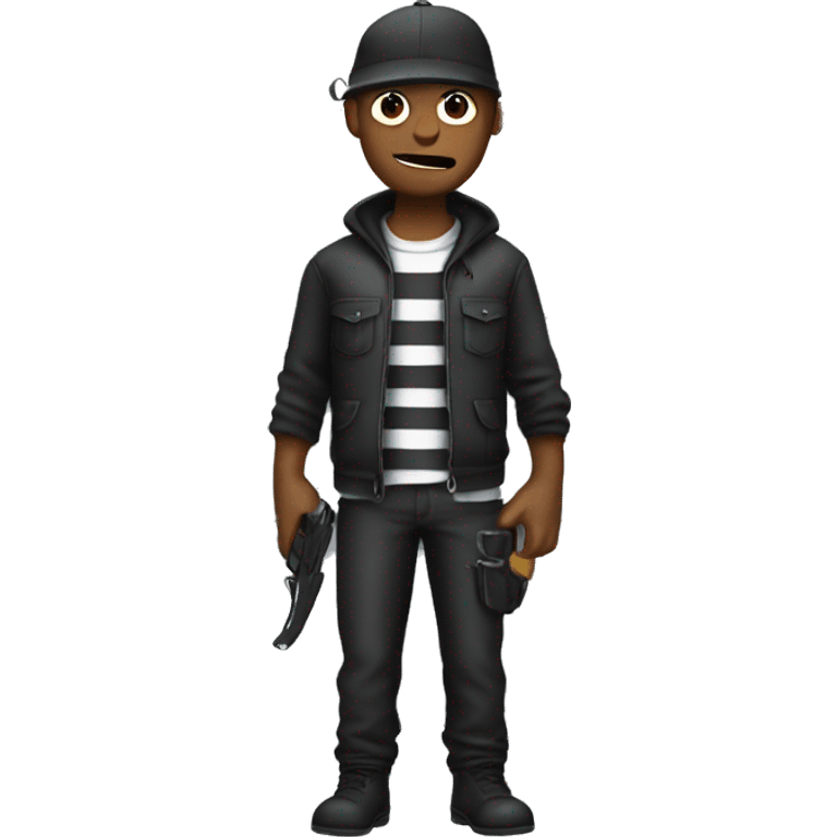 Robber with jail clothes emoji