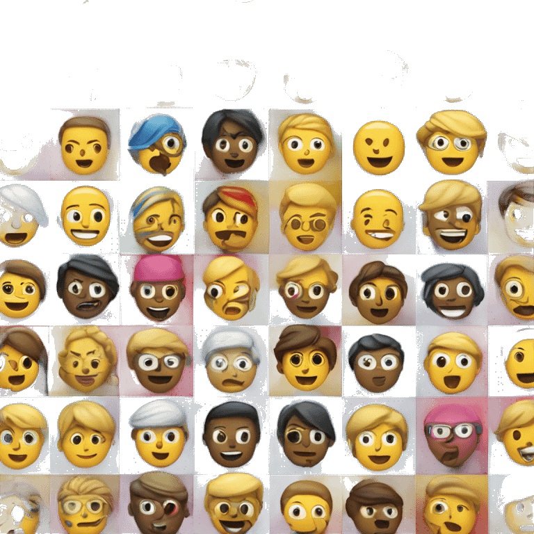 An emoji of people participating in challenges, with a camera capturing their fun moments, surrounded by colorful elements like question marks and exclamation points emoji