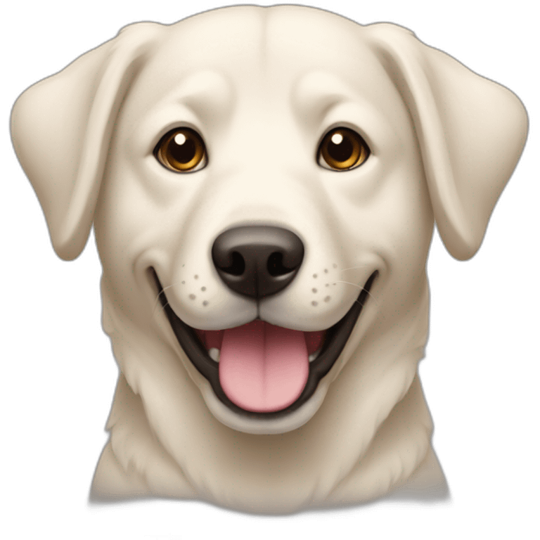 A pale-colored lambrador dog smiles emoji