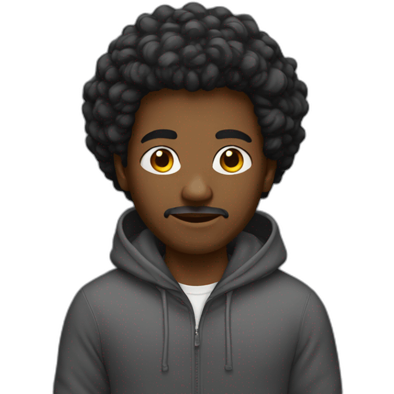 Black man. Coarse hair. in hoodie emoji