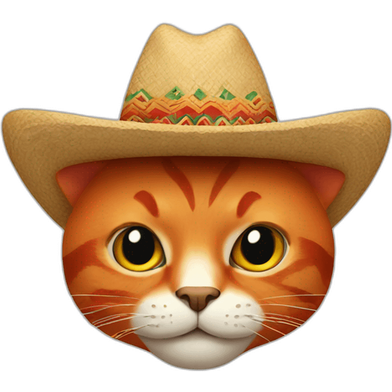 red cat with a mexican hat face emoji