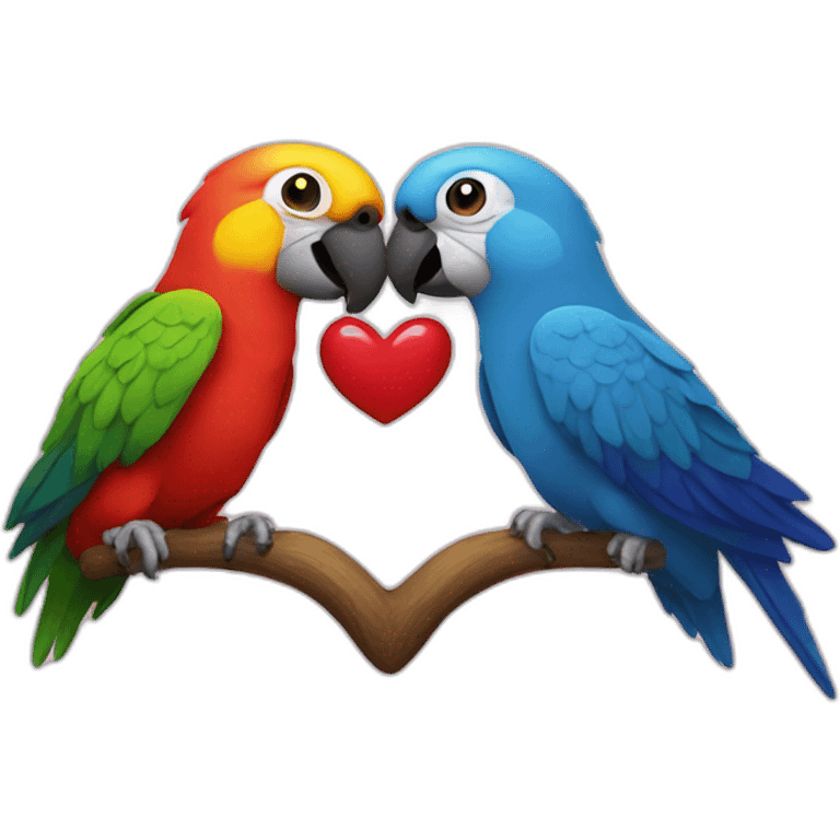 Parrots kiss heart emoji