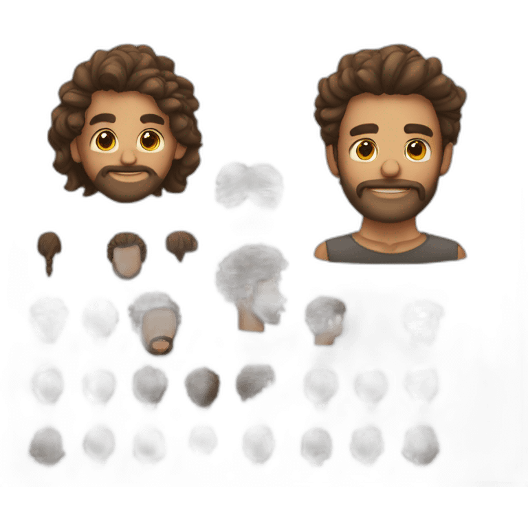 Homem com barba e cabelo encaracolado emoji