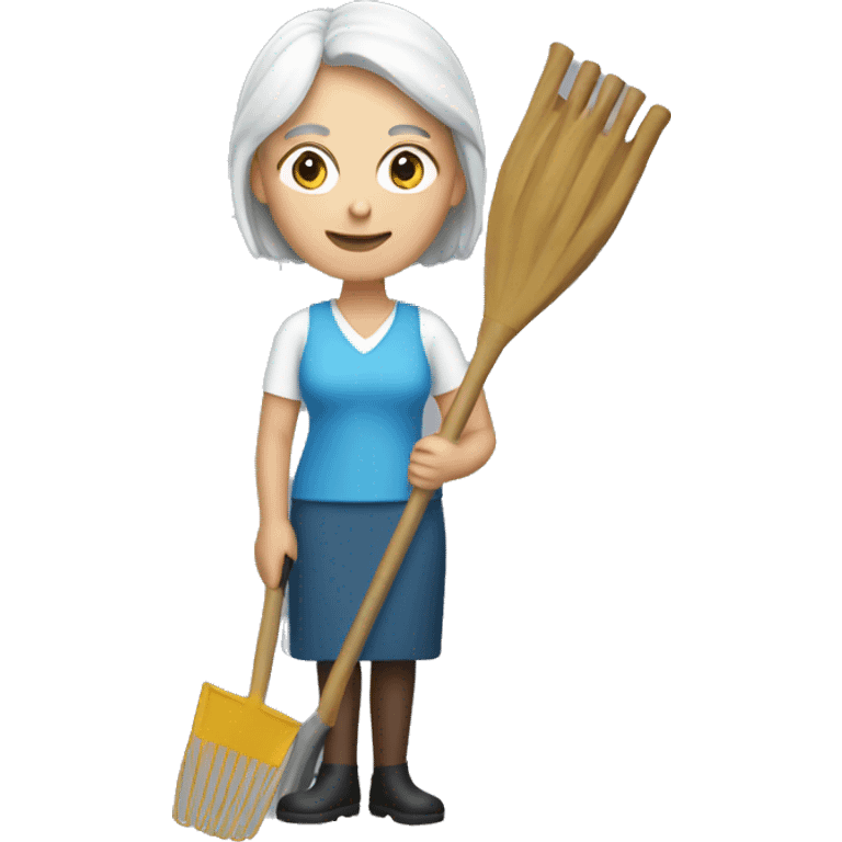 white middle aged woman holding up a litter picker emoji