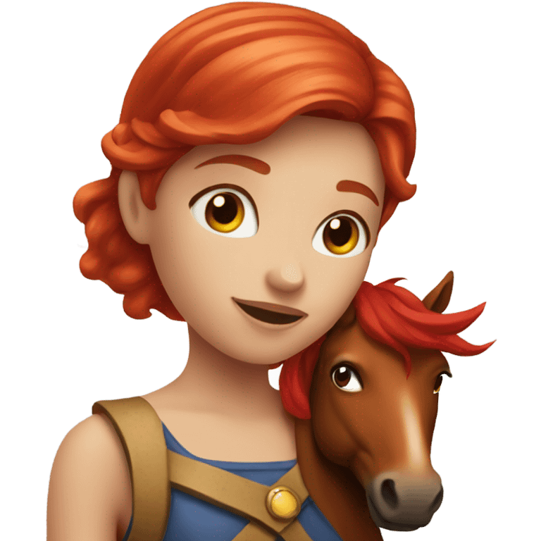 Red head girl with red horse with a blesse   emoji