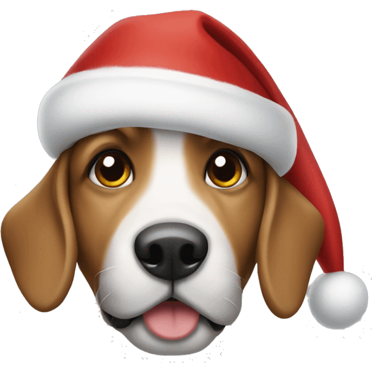 Dog wearing santas hat emoji