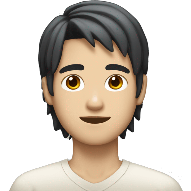 white skin color japanese man with black anime hair, make it from shoulders and create only one emoji emoji