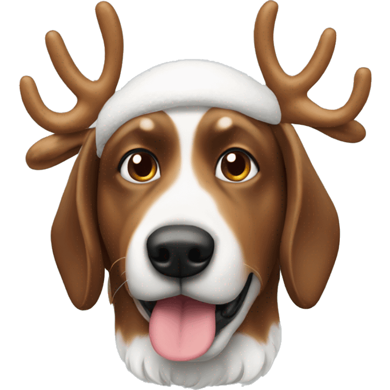 A Swissdog with reindeer ears emoji