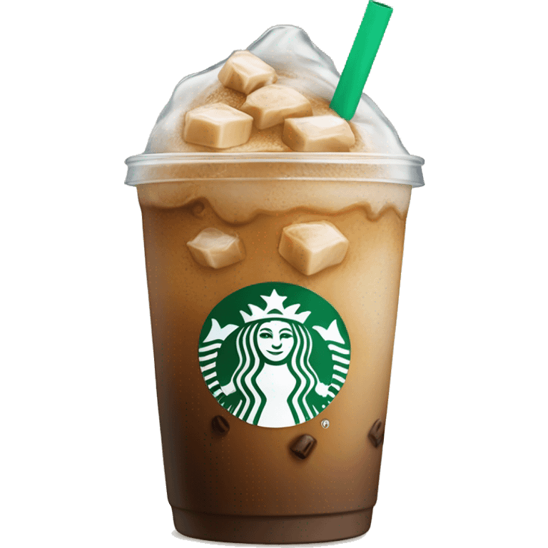 Starbuck ice coffee with ice cubes emoji