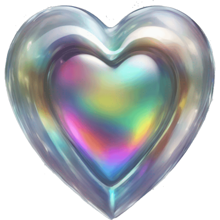 Chromatic heart shape metalic transparent glass emoji