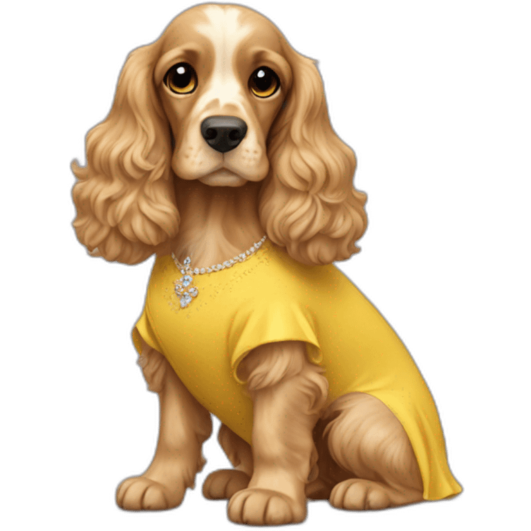 cocker spaniel in a yellow dress emoji