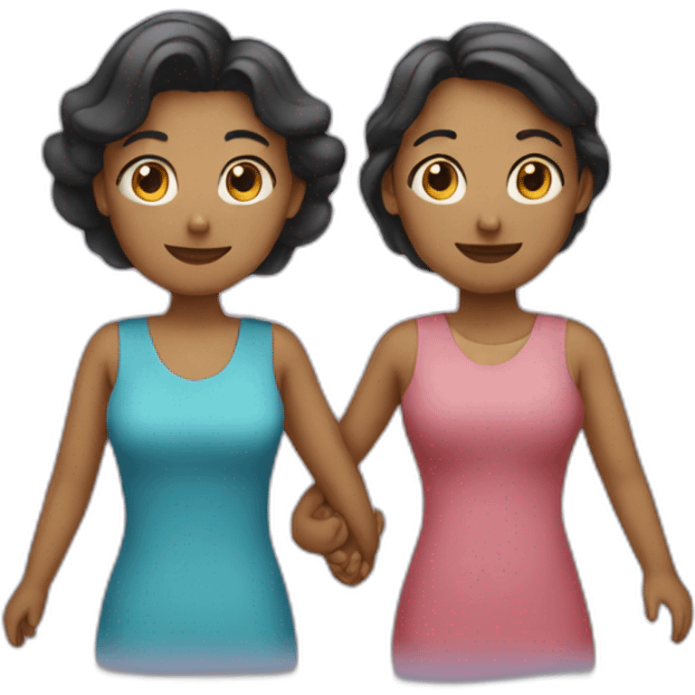 Man and two women holding hands emoji