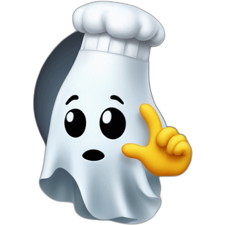 ghost with chef hat blowing a kiss with hand emoji