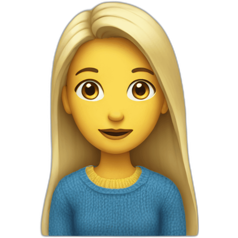 Girl in blue and yellow sweater emoji