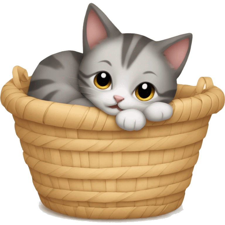 Kitten curled up in a basket emoji