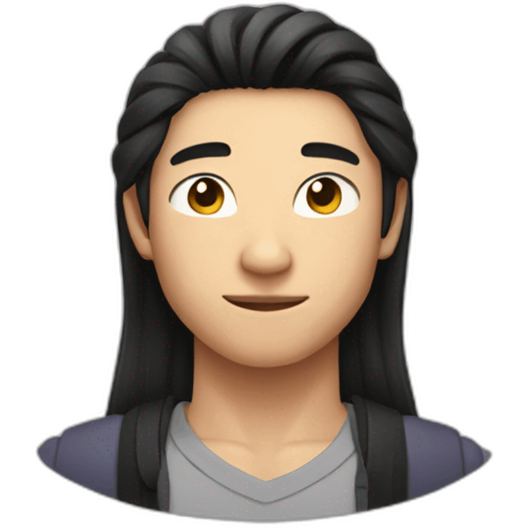 Muscular Chinese teen guy with middle part black and slightly curvy hairs emoji