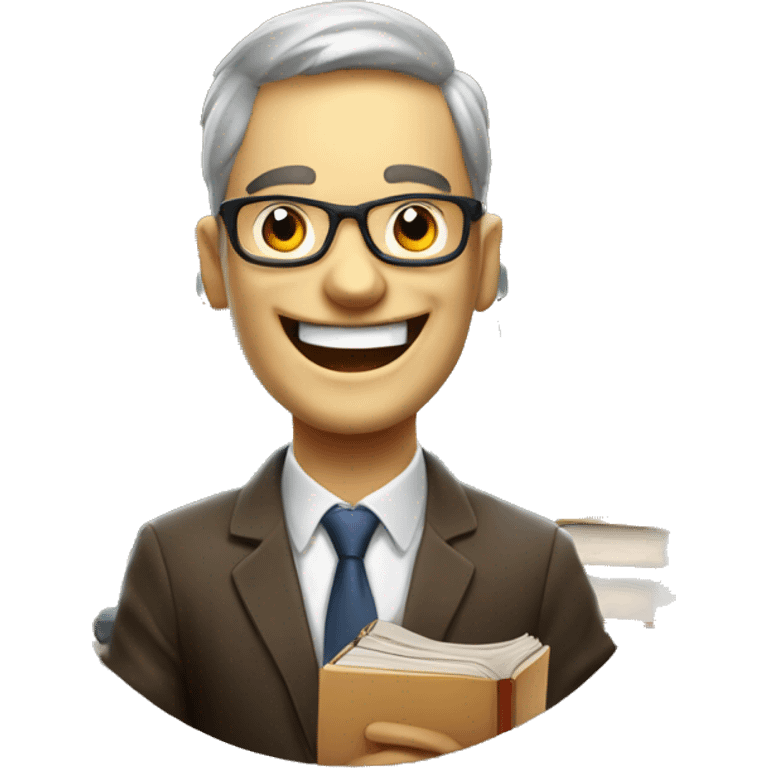 happy creepy entrepreneur face with book emoji