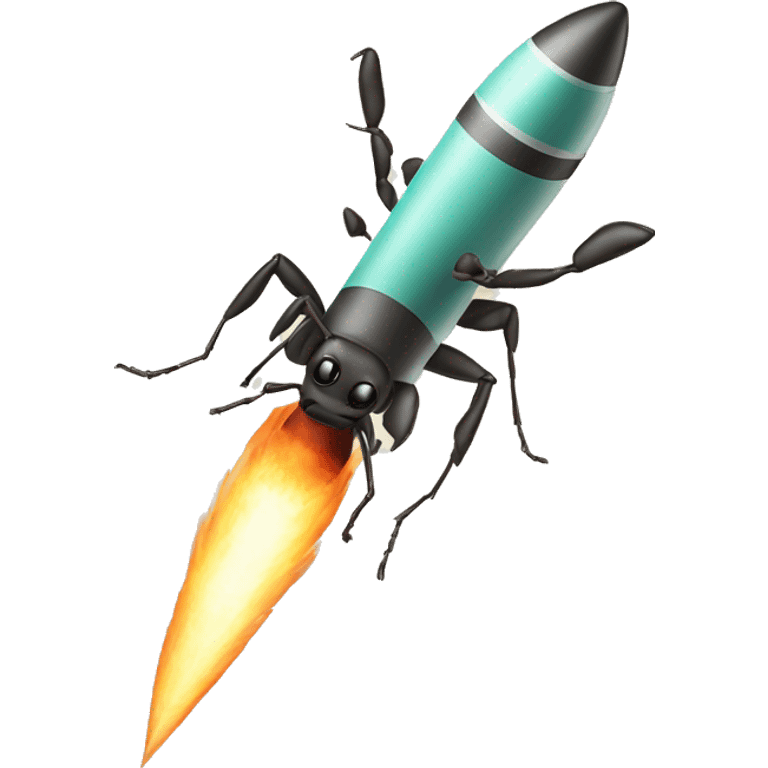 Ant on a rocket shut emoji