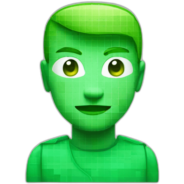 pixelated green spreadsheet rectangle head emoji