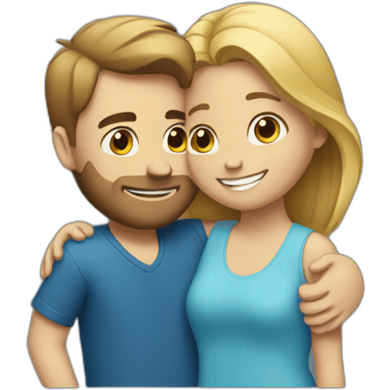 a guy and a girl in blue hugging. emoji