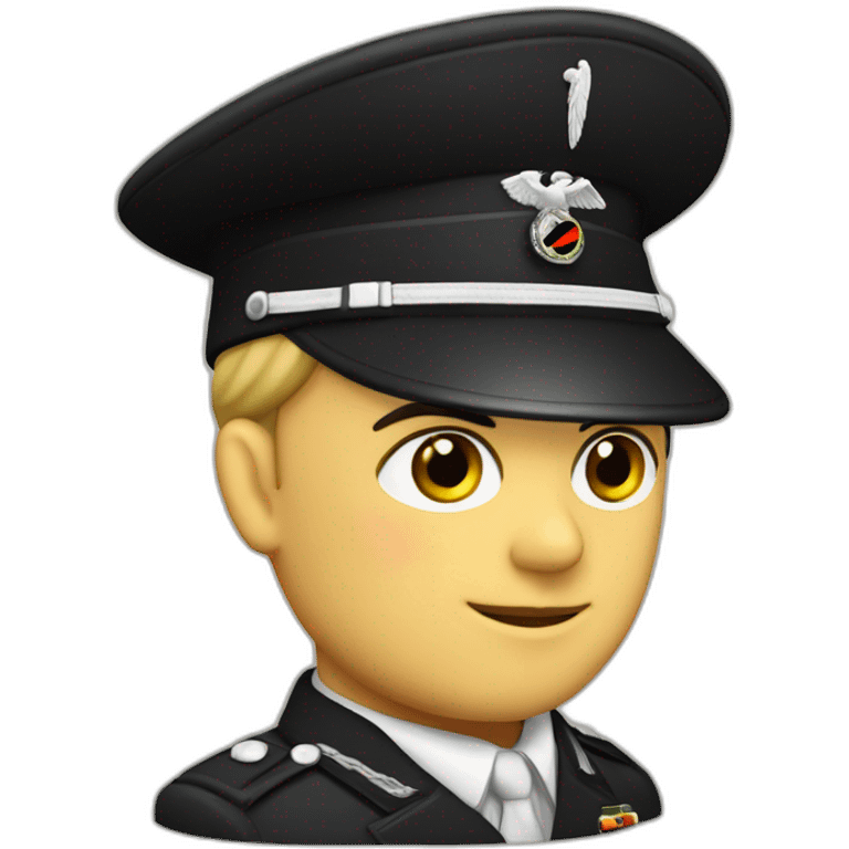 german fascist with black uniform from 1940 and eagle emblem on the hat emoji