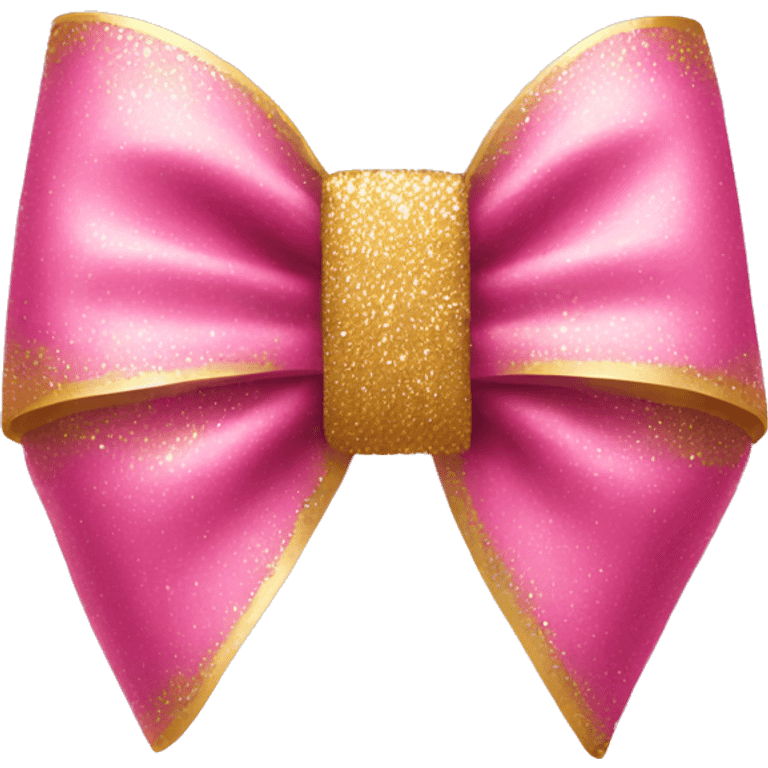 Pink bow with gold glitter emoji