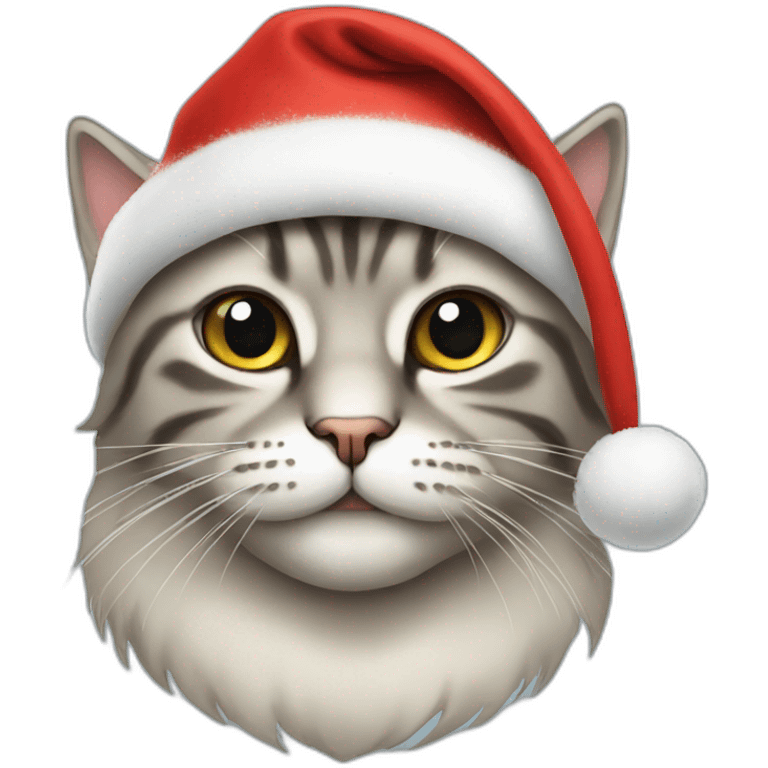 cat with a beard and a Christmas hat emoji