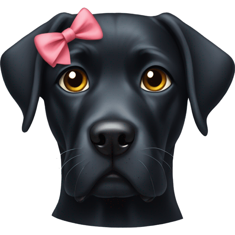 Black labrador with 2 bows on his ears emoji