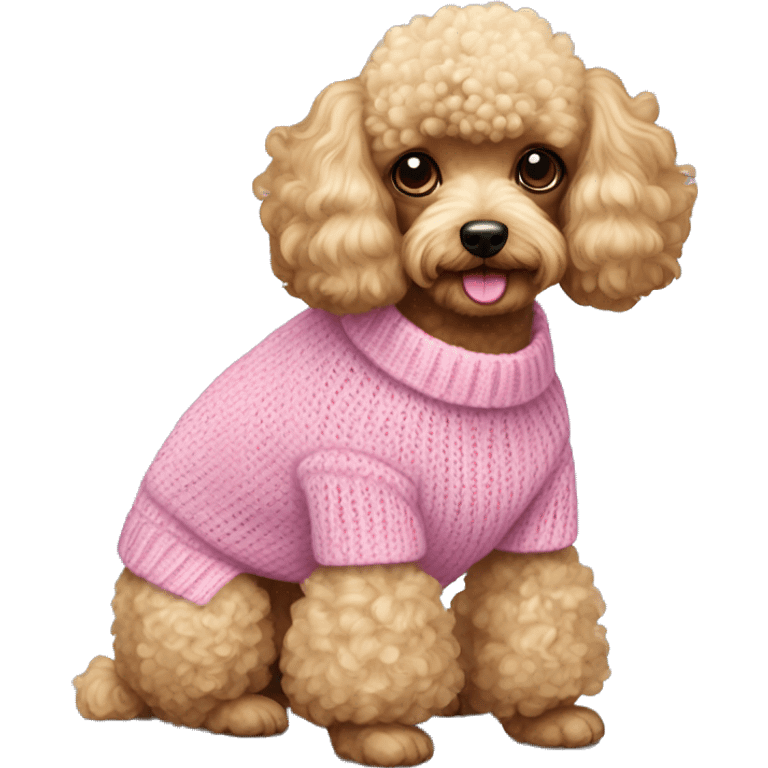 Toy poodle wearing pink sweater  emoji