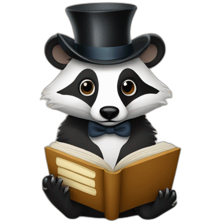 Badger with a monocle and a book emoji