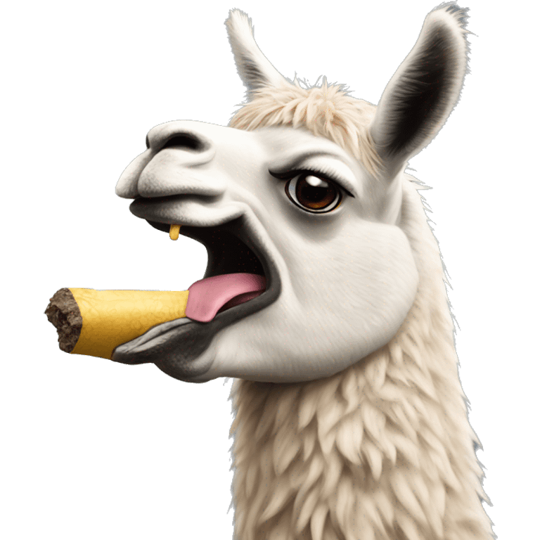 Llama spitting with caption “Hawk Tuah” emoji