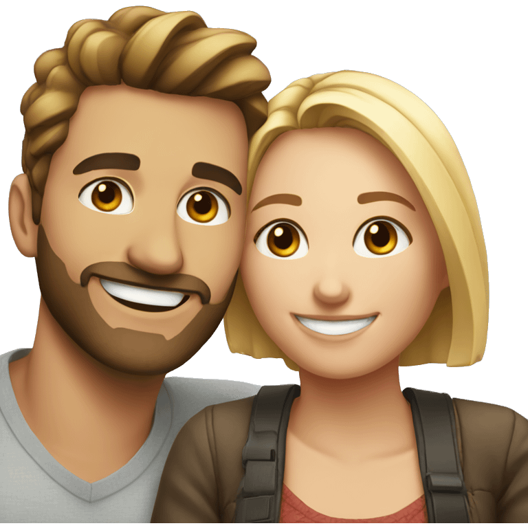 smiling couple selfie moment emoji