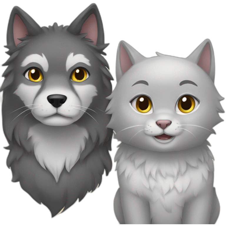 kitty and wolf emoji