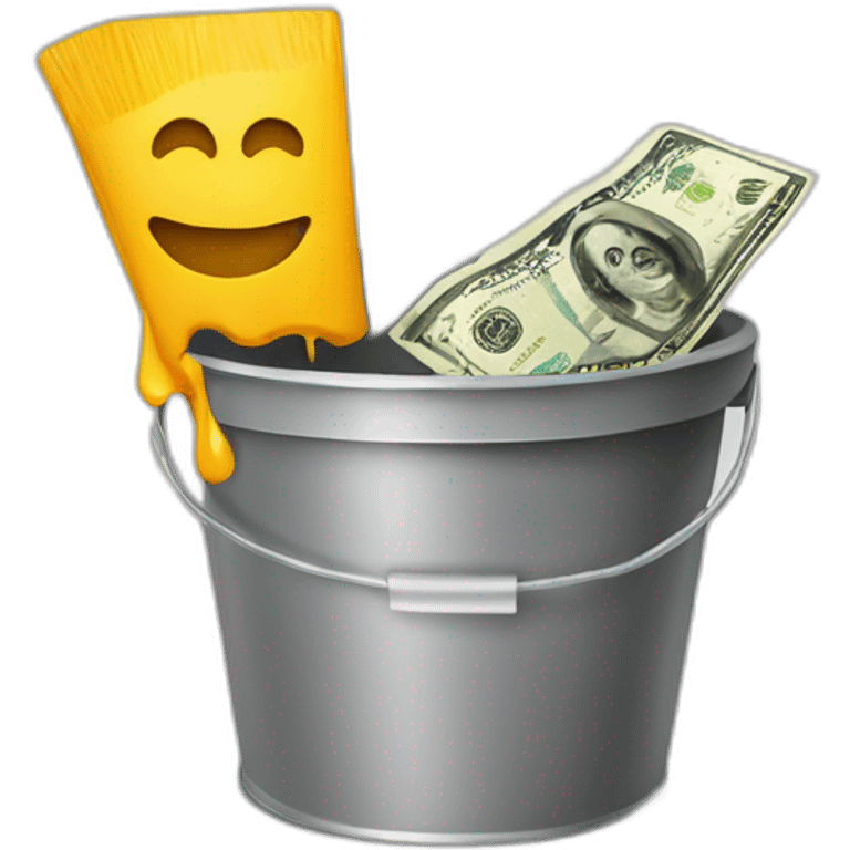 paintbucket icon with dollar note as paint emoji