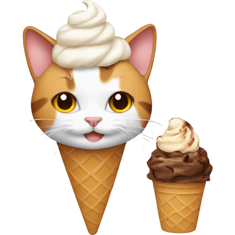 Icecream with calico cat emoji