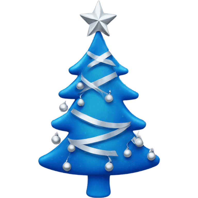 Blue Christmas tree with silver decorations emoji