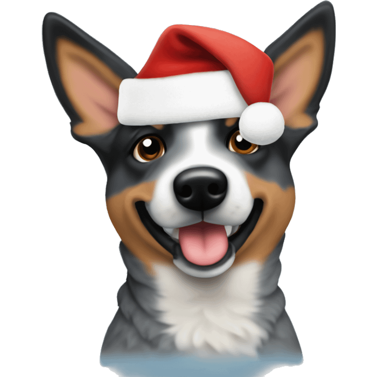 blue heeler wearing a santa hat emoji